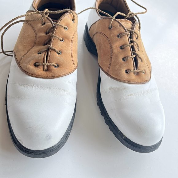 Nike Air Zoom Kempshall Last Golf Shoes Spikes Mens Size 10‎ White Brown Leather